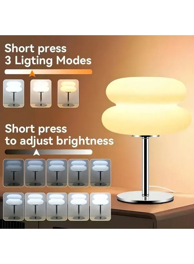 Modern USB Powered Dual Tier LED Table Lamp Dimmable Color Changing White Bread Light - Image 1